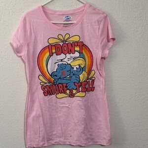 Pink "I Don't Smurf & Tell" Graphic Tee women’s XXL